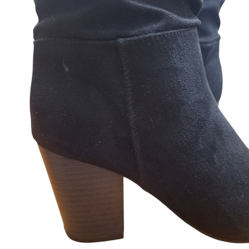 Sugar Faux Suede Knee High Black Slouch Boots Women's Size 8 - Picture 12 of 13